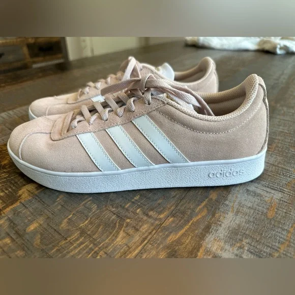 Adidas Women's VL Court 2.0 Suede Size 8 Pink/White Sneaker - Picture 4 of 9
